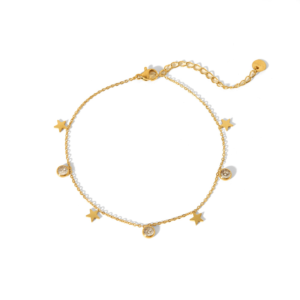 2024 verano nuevo estilo INS estilo exquisito estrella de cinco puntas circón impermeable y no se desvanece cadena de fútbol femenino joyería