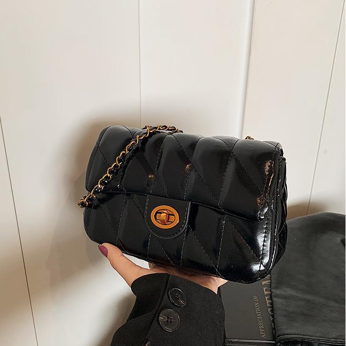 Retro alta sensación de cera de aceite bolso de cuadrado de piel 2024 otoño y invierno nuevo estilo universal pequeño Zhongling cadena bolso de hombro axilar