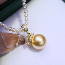 diy配件 S925纯银珍珠吊坠扣空托 福袋项坠挂件可打开银托9-14mm