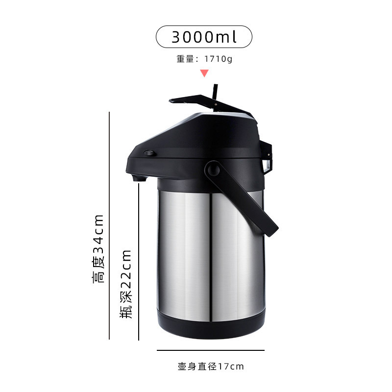 Botella de aislamiento de presión de aire de acero inoxidable 304 recipiente interno hervidor de agua caliente botella de aislamiento de vacío exportación doméstica