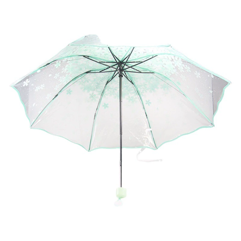 Прозрачный складной зонт для летних цветов Трехкратный Зонт Аполлона с цветком вишни 8K очень большой утолщенный интернет-красный дневной ручной зонт