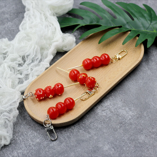 Fun and creative simulation food candied haws skewer keychain hawthorn skewer pendant bag decoration student small gift