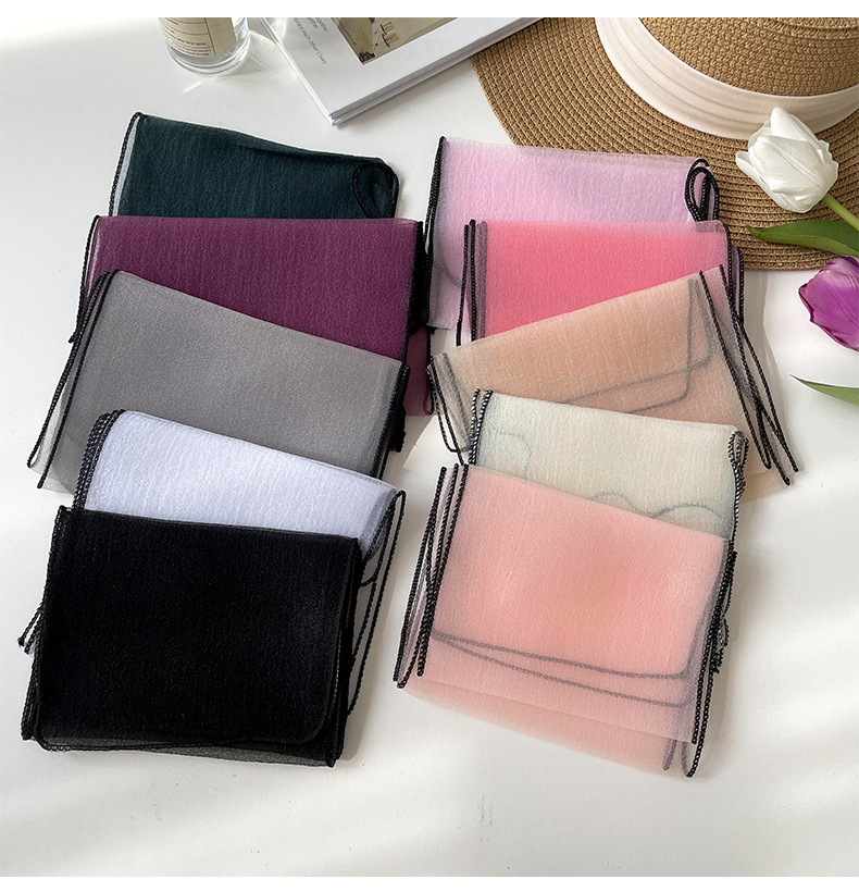 Women's Cute Sweet Solid Color Organza Silk Scarf display picture 9