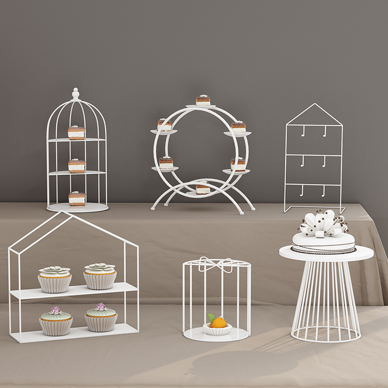Decoración de mesa de postre simple mesa de postre estante soporte de exhibición decoración de pastelería bandeja de comida fría merienda stand té de la tarde image 13