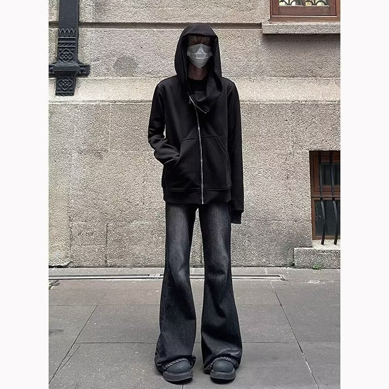 2025 Summer New Gradient Distressed Handsome Bootcut Jeans Men's American High Street Loose Fashion Casual Pants