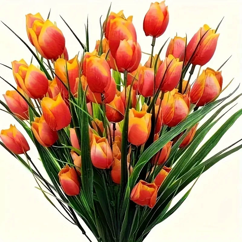 Граница cross-border? Amazon? small tulip bunch of 5 tulips small handfuls simulated flowers spring garden decoration plastic flowers
