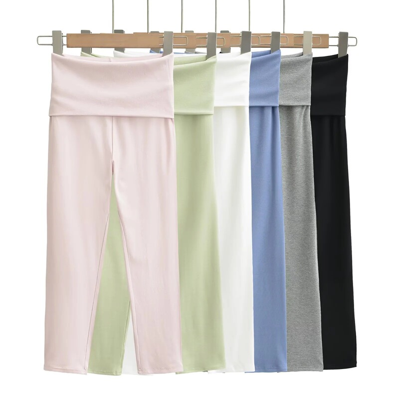 High-Waisted Cuffed Tight-Fitting Casual Cropped Pants for Women 2026 Summer New American-Style Casual Sports Yoga Leggings High-Waisted Cuffed Tight-Fitting Casual Cropped Pants for Women 2026 Summer New American-Style Casual Sports Yoga Leggings