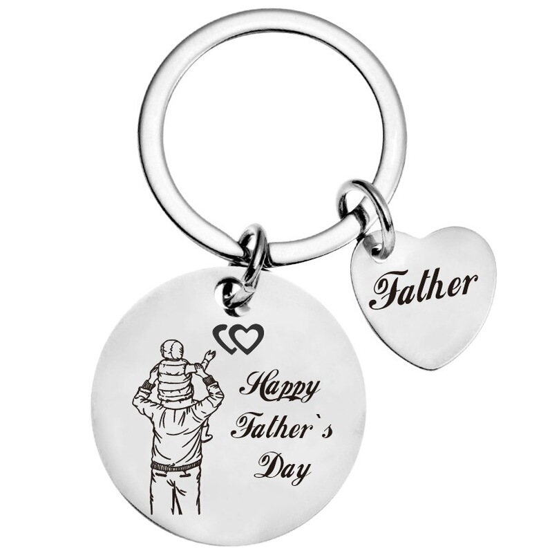 Amazon Cross-border Hot Selling Stainless Steel Engraving Keychain Father's Day Gift Birthday Gift Thanksgiving Gift