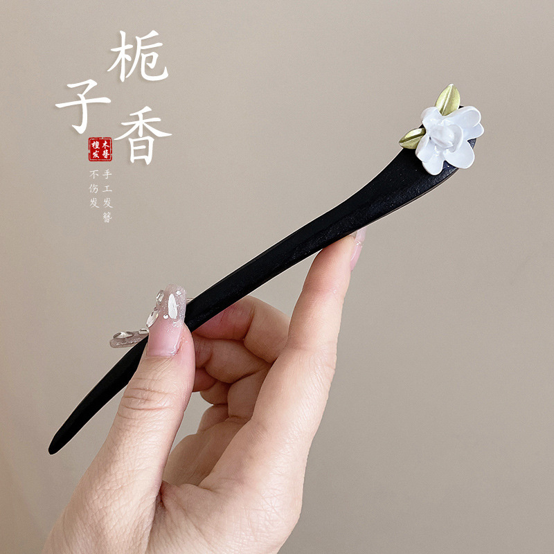 Pinzas de cabello de melocotón para mujeres estilo chino nuevo estilo antiguo acabado pinzas de madera simple y moderno pinzas de cabello de cabello de cabello