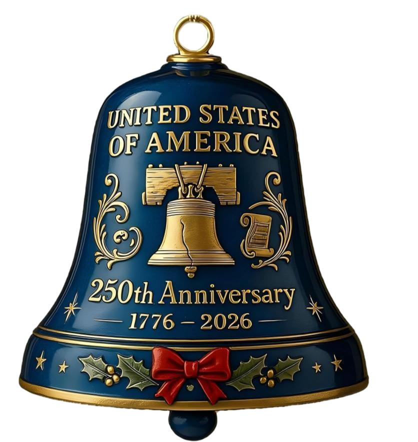 Colgante transfronterizo de los Estados Unidos 250 aniversario recuerdos acrílico 2D colgante de campana para celebrar el 250 aniversario de los Estados Unidos