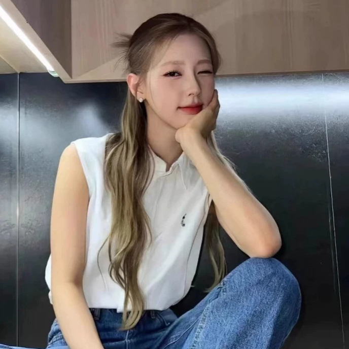 in stock High Version RL Ruff Sleeveless Shirt Women's Pony Mark Polo Collar Top Slim Shirt Casual All-match
