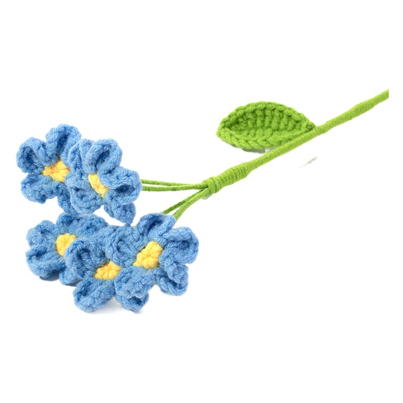 Tejido a mano flor artificial no me olvides producto terminado hecho en casa ganchillo lana material de bricolaje Paquete de regalo de novia de San Valentín