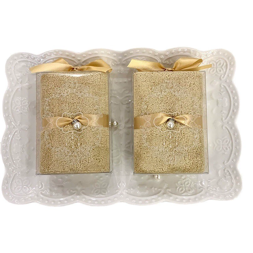 Барокко Жемчуг Лента Чистый Хлопок Подарочная Коробка Подарок Ручной Подарок Полотенце Свадебное Полотенце Для Лица