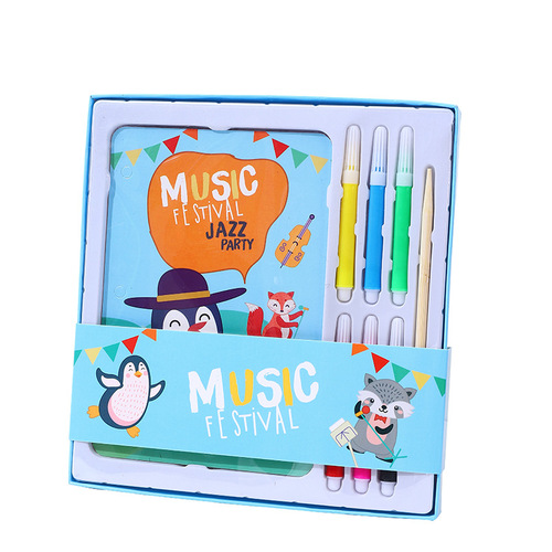 Children's cross-border watercolor painting book scratch-off painting two-in-one baby picture card graffiti coloring painting birthday gift