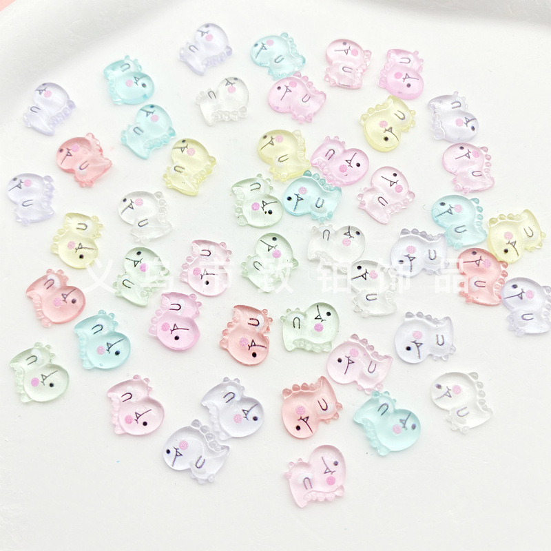 Cartoon Nail Art Luminous Small Dinosaur Resin Patch DIY Mini Ice Penetrating Cute Crocodile Baby Children's Nail Stickers