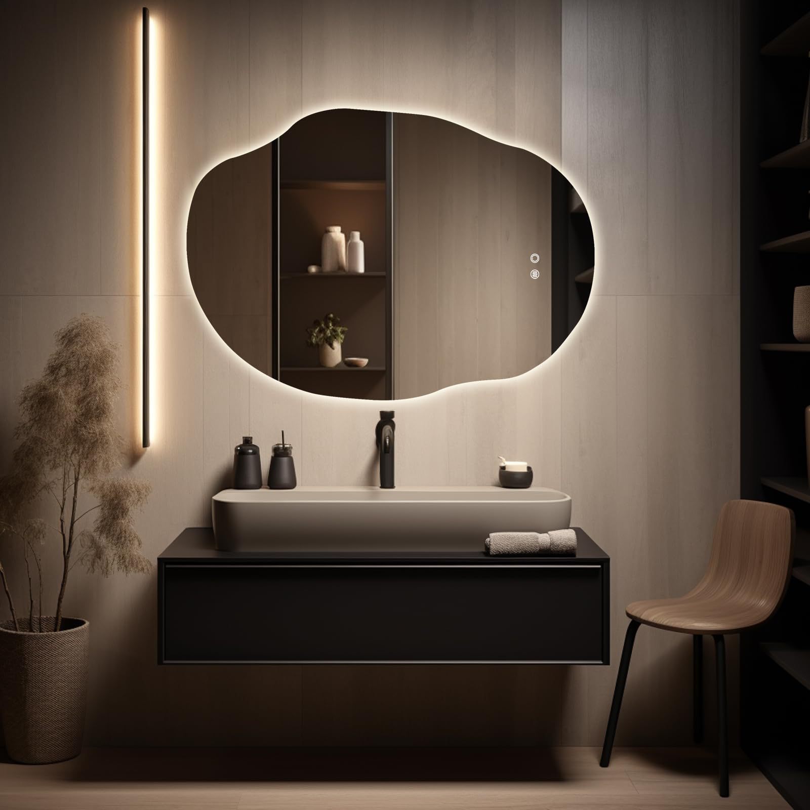 Comercio exterior papa forma especial inteligente led espejo de maquillaje colgante de pared dormitorio tocador espejo de baño pared colgante con luz Amazon