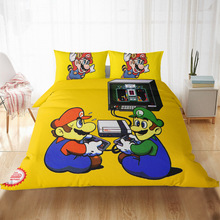 3D数码印花跨境马里奥床上用品三件套四件套亚马逊wish