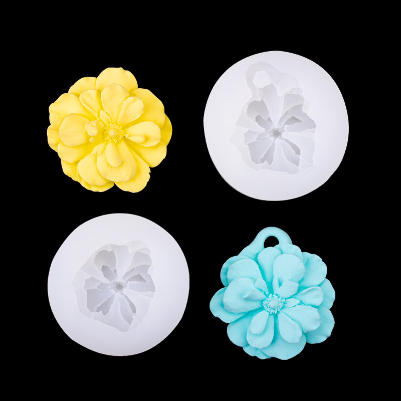 Flor Blooming forma molde fondant cake molde de silicona DIY para hornear llavero decoración epoxi