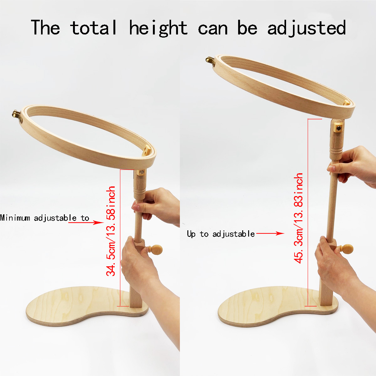 Soporte de bordado multifuncional de madera, tipo sentado, soporte integrado para bordado y punto de cruz, soporte de herramientas con altura ajustable