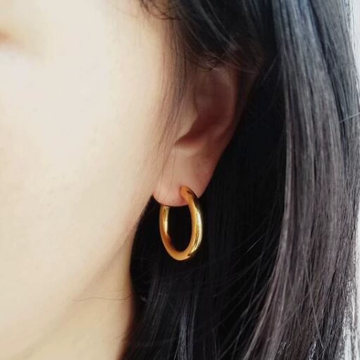 Серьги (E133INS Fire Bella) из титановой стали 316L, вакуумное напыление, Ø 2–4.5 см