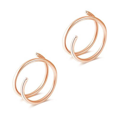 Stainless Steel Spiral Nose Ring Double Layer Piercing Stud_voghion.com