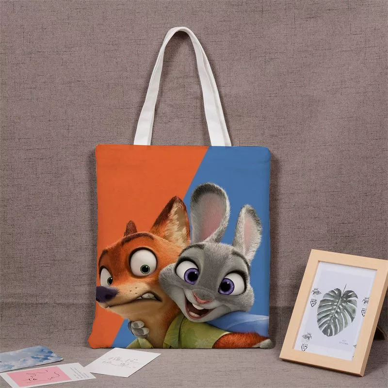 Популярная холщовая сумка в стиле аниме на тему Звериного города для студентов, вместительная сумка в стиле ins для школы.