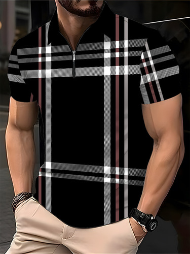 Eurasian cross-border Instagram 2025 summer Amazon POLO shirts for men with printed stripes and football shirts short sleeves T