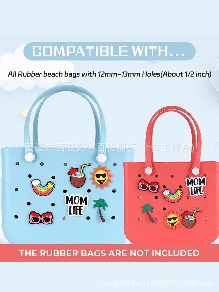 Colgante veraniego para bolso de playa – accesorios Bogg con gafas de sol y arcoíris, estilo divertido DIY