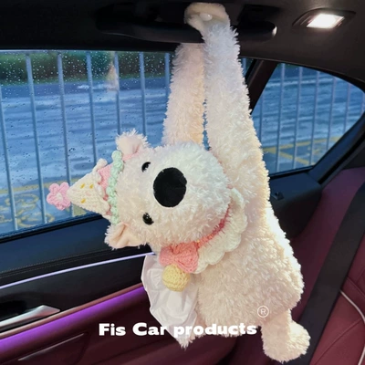 Box Hanging Creative Cute Car – Car tissue box/set - pink-bell-bib-westigao-paper-towel-bag
