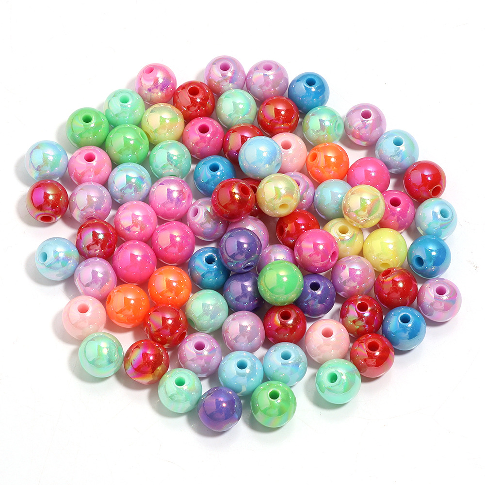 Cuentas redondas acrílicas de color sólido para Navidad, cuentas redondas de color sólido para joyería hecha a mano, accesorios de bricolaje, cuentas redondas de color sólido, cuentas sueltas.