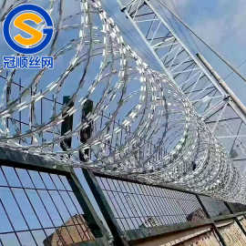 热镀锌刀片刺绳钢网墙机场监狱防爬防盗刺丝滚笼部队安全防护网