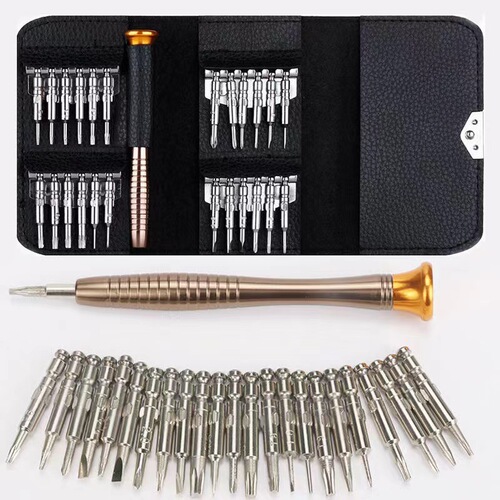 25-in-1 screwdriver leather bag set glasses watch repair mobile phone computer disassembly tool set manufacturer supply