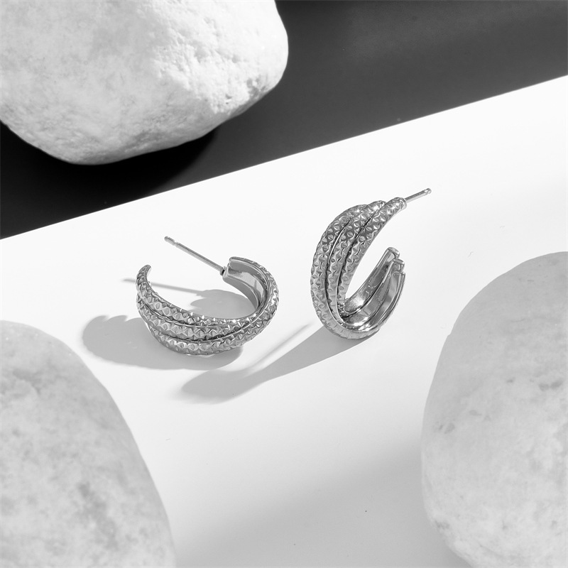 14g Weight Ear Studs Classification 1 Pair Retro Lady C Shape Solid Color Plating Titanium Steel Ear Studs