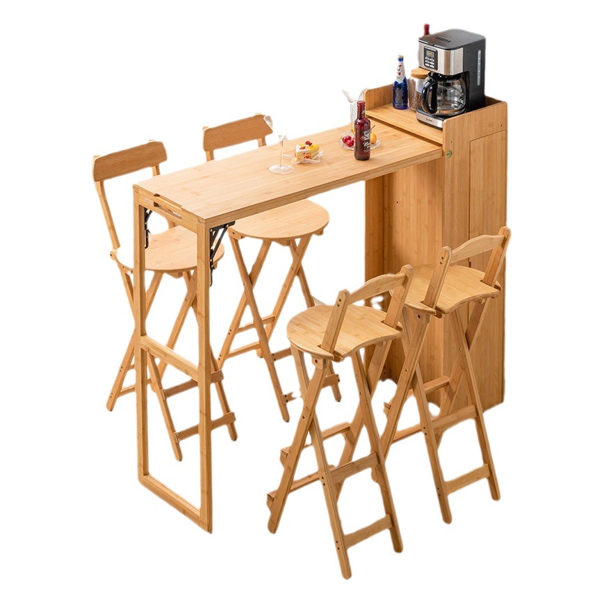 Madera maciza plegable bar Mesa hogar pequeño apartamento retráctil sala de estar alta bar Mesa ratán balcón mesa de comedor instalación-libre