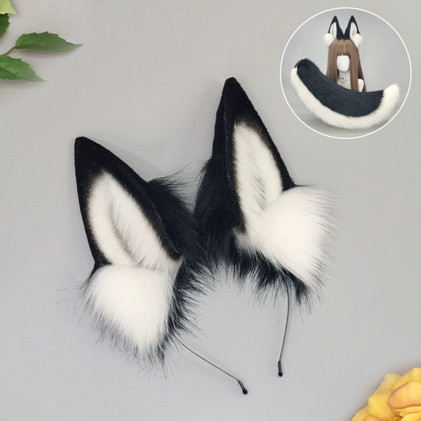 Black Wind Wolf Ears-Black and White