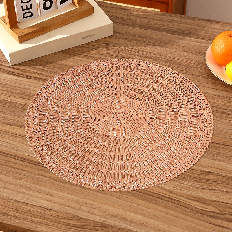 Transfronterizo Amazon francés romántico redondo mantel de PVC creativo hueco de alta gama ligero cojín de aislamiento térmico de restaurante de lujo