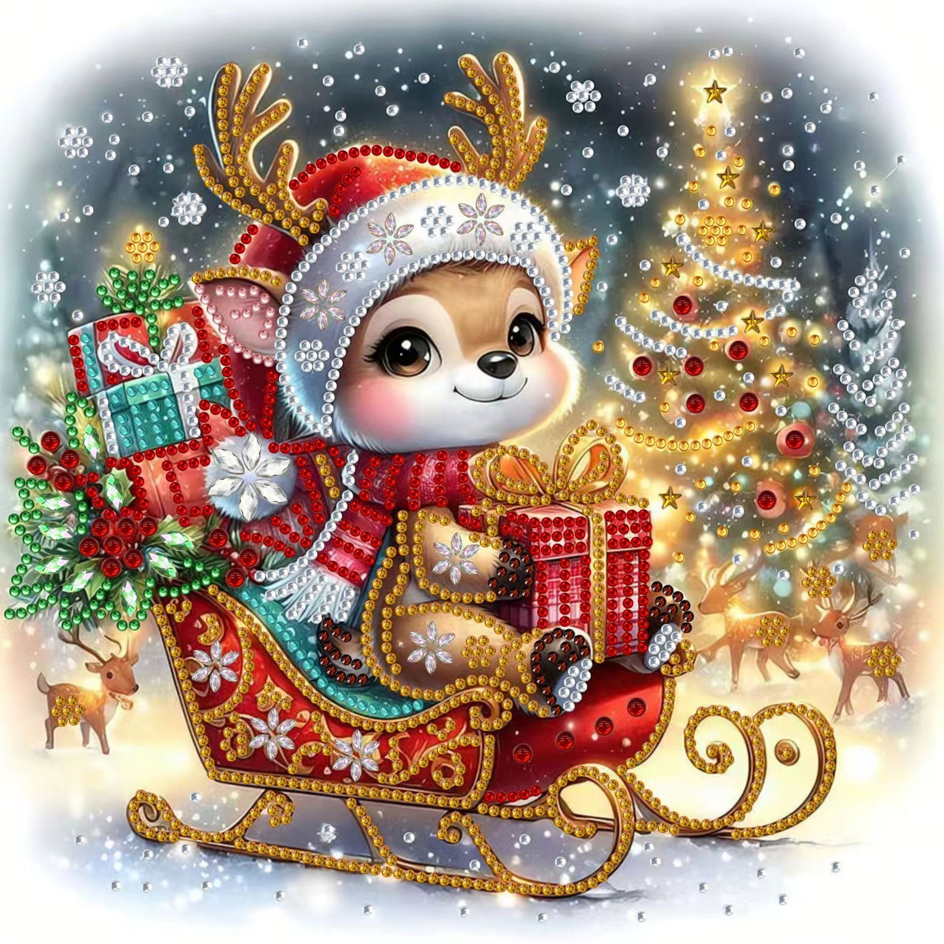 Pintura artesanal con diamantes