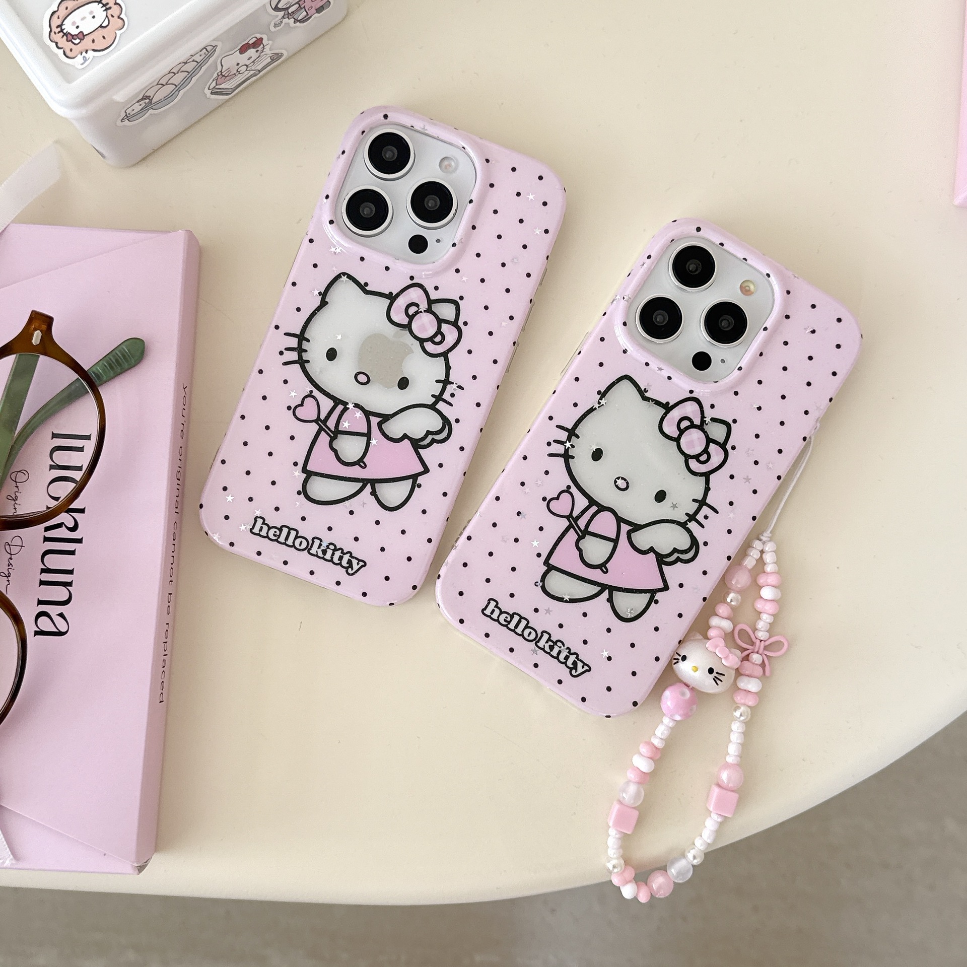 Korean KT lunares hueco KT cat para Apple 15ProMax funda para teléfono móvil 16Pro cadena 14/13 nuevo 16PM