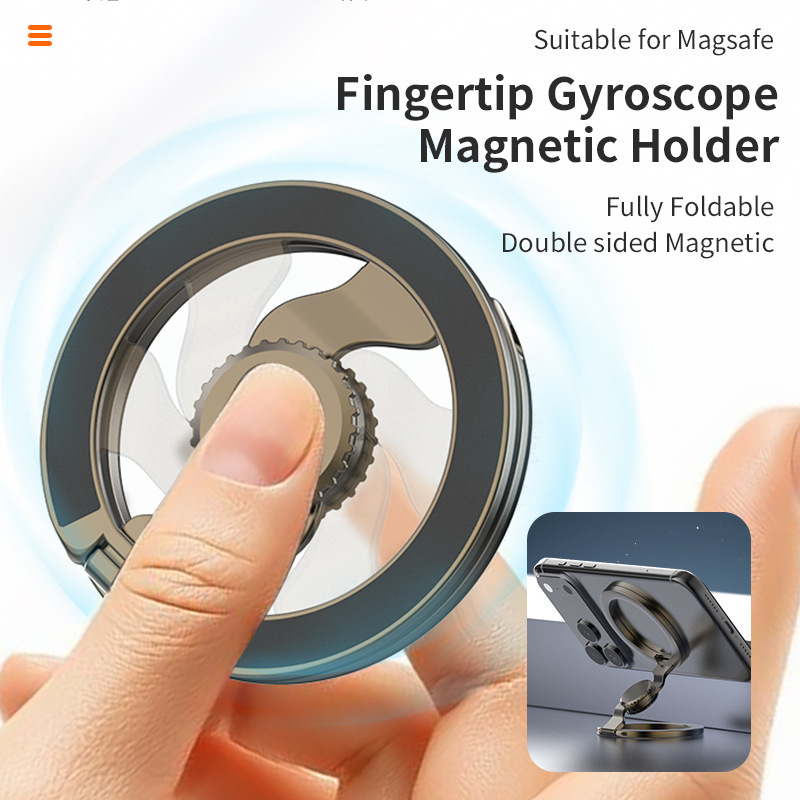 Popular ring stand, MagSafe magnetic phone holder, 360-degree rotatable fingertip spinner, foldable stand