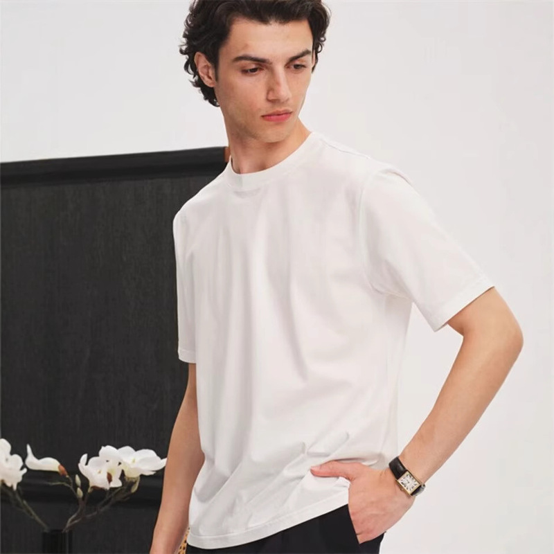 Unf Accessible Luxury 50-Count Pima Long-Staple Cotton Double-Sided Liquid Ammonia Cool Basic Pure Color T-Shirt for Men and Women Supima Tee