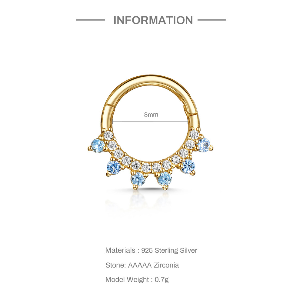 Fashion Geometric Sterling Silver Inlay Zircon Nose Ring 1 Piece