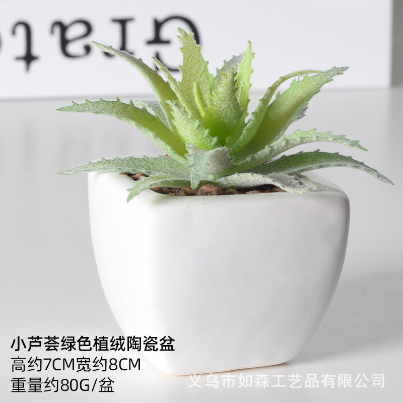 Simulación de cerámica bonsai de carne doméstica decoración de escritorio de oficina plantación verde maceta props de disparo maceta combinada artificial image 58