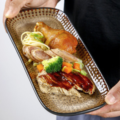 OMK Japanese sushi plate creative ceramic long plate special restaurant plate retro rectangular dessert plate