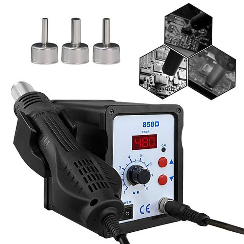 858D temperature adjustment desoldering station soft rotating hot air gun welding station mobile phone repair tool air gun nozzle constant temperature baking gun
