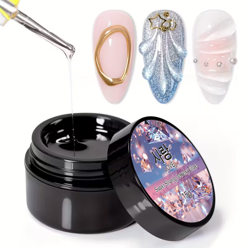 Manicure Hard No-Wash Sealant New Product Multi-Functional Five-In-One Phototherapy Glue Adhesive Diamond Powder Texture Wave Model Glue