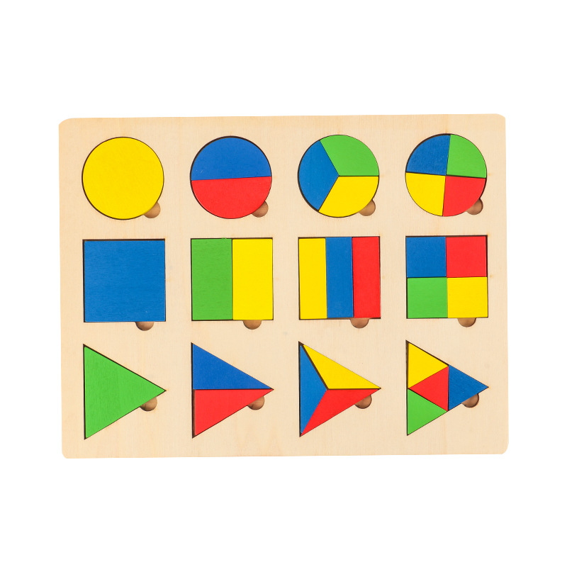 Montessori educación temprana para niños juguete forma cognición puntaje geométrico igual División rompecabezas de madera rompecabezas juguete