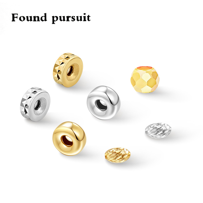 Pure 18K gold bead abacus bead spacer bracelet necklace accessories jewelry DIY ornament tire bead pearl Au750