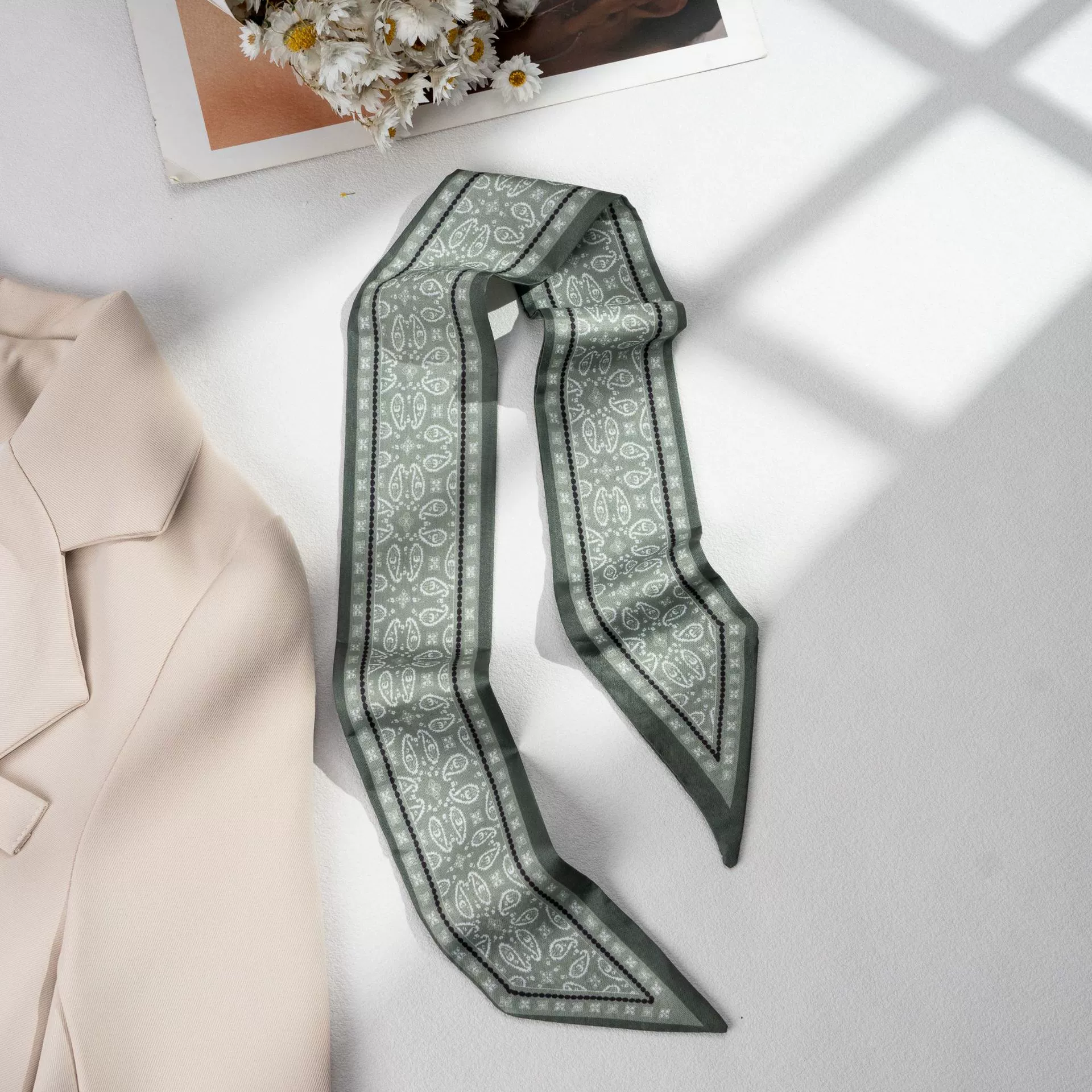 Silk Scarf Hairband (Suhang) long streamer 89×3.8 cm, lightweight gift box option