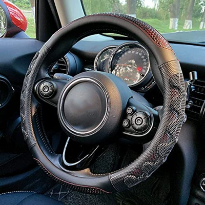 Cross-Border Hot-Selling Car Universal Steering Wheel Cover 3D Honeycomb Anti-Slip Handlebar Cover Design Suitable for 14.5-15 Inches 38C (Steering wheel cover) - round-burgundy-38cm
