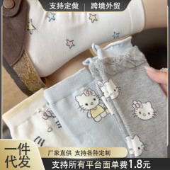 白色袜子女中筒袜早秋款日系卡通ins潮KT猫可爱学生jk百搭长筒袜
